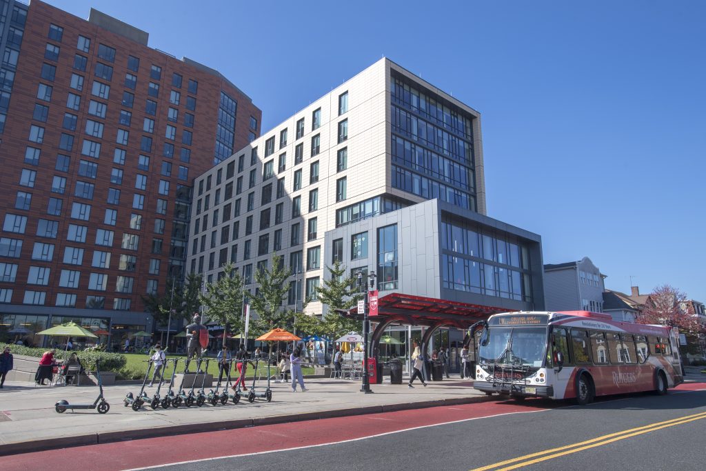 Rutgers Buses, like the one pictured here, only account for about 1% of the University's carbon footprint. 